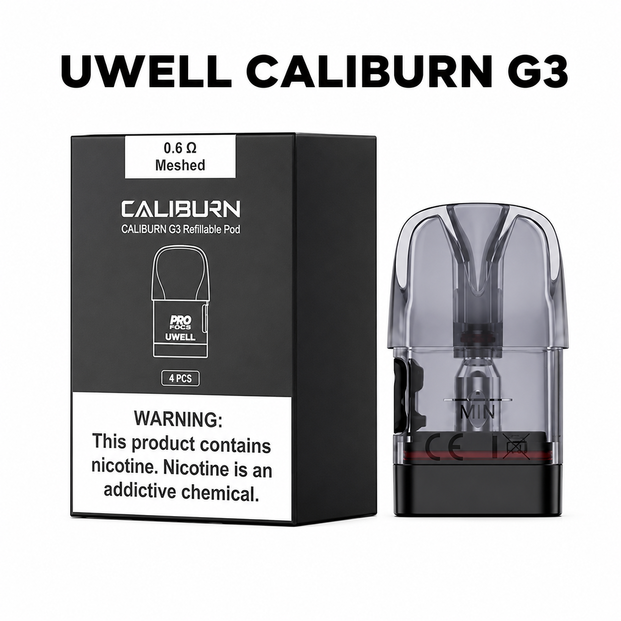 کارتریج کالیبرن جی۳ 2.5ml یوولUWELL Caliburn G3 Refillable(0.6,0.9,1.2)
